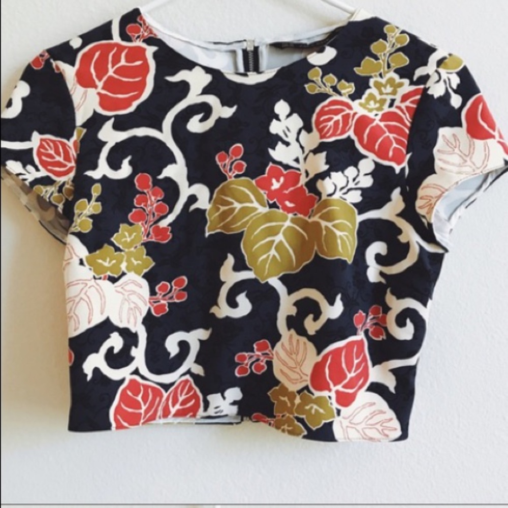 Zara floral crop top blouse